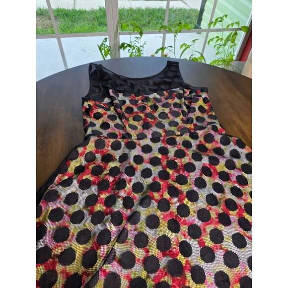 Betsey Johnson Polka Dot Illusion Skater Dress Floral - Picture 13 of 16